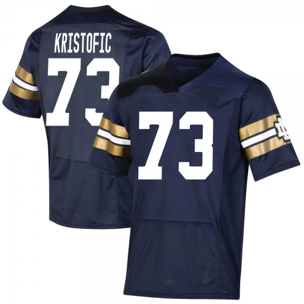 Andrew Kristofic Notre Dame Fighting Irish NCAA Youth #73 Navy Premier 2021 Shamrock Series Replica College Stitched Football Jersey HWY7255WF
